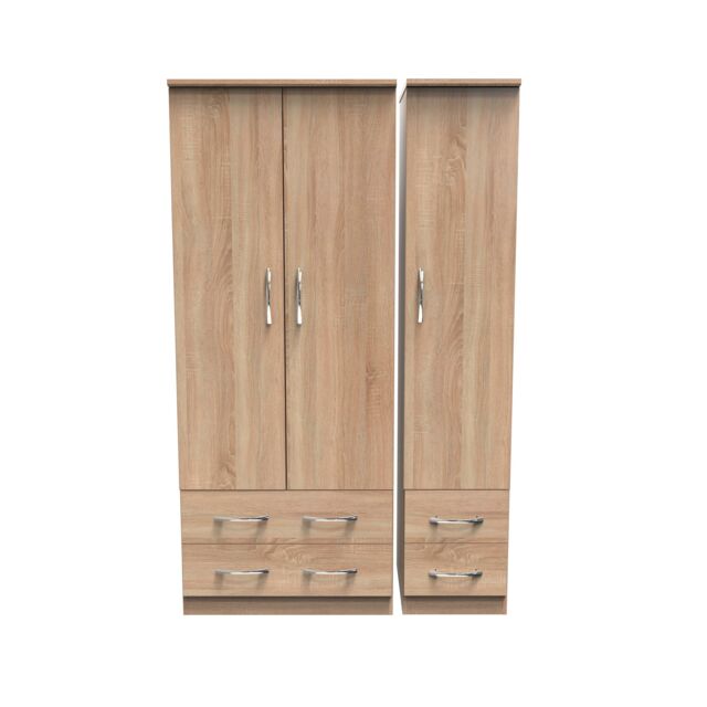 Ready Assembled 2 U Hampshire Triple 2 Drawer + Drawer Wardrobe (Ready Assembled) in Light Oak - image 1