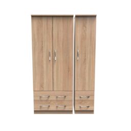 Ready Assembled 2 U Hampshire Triple 2 Drawer + Drawer Wardrobe (Ready Assembled) in Light Oak - thumbnail 1