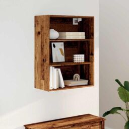 Berkfield Home Hanging Wall Cabinet Old Wood 69.5x32.5x90 cm in Brown - thumbnail 3