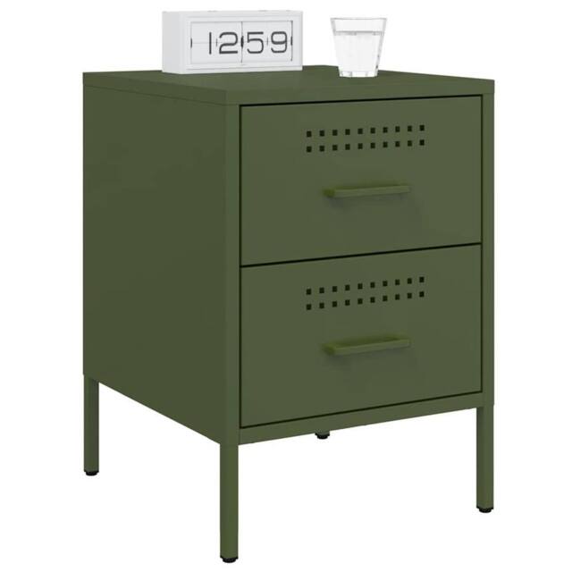 Berkfield Home Durable Bedside Cabinets 2 pcs Olive Green 36x39x50.5 cm Steel - image 1