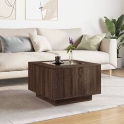 Berkfield Home Decorative Coffee Table with LED Brown Oak 60x60x40 cm Engineered Wood - Size: 60 x 60 x 40 cm - thumbnail 4