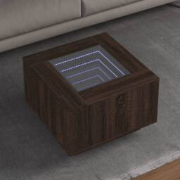Berkfield Home Decorative Coffee Table with LED Brown Oak 60x60x40 cm Engineered Wood - Size: 60 x 60 x 40 cm - thumbnail 2