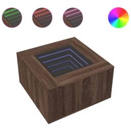 Berkfield Home Decorative Coffee Table with LED Brown Oak 60x60x40 cm Engineered Wood - Size: 60 x 60 x 40 cm - thumbnail 3