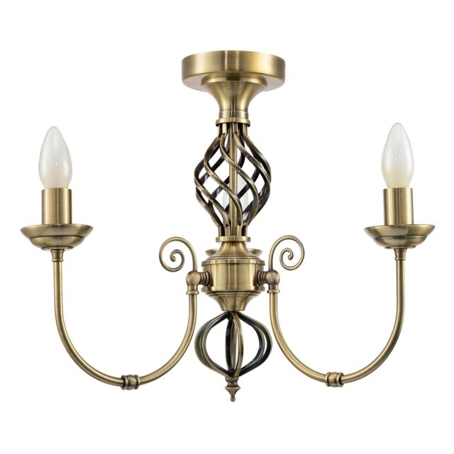Happy Homewares Traditional Classic Chandelier Semi Flush Ceiling Light with Twisted Knot in Metallic Gold - image 1