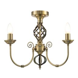 Happy Homewares Traditional Classic Chandelier Semi Flush Ceiling Light with Twisted Knot in Metallic Gold - thumbnail 2