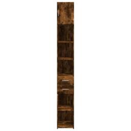 Berkfield Home Slim Storage Cabinet Smoked Oak 30x42.5x225 cm Engineered Wood in Brown - thumbnail 4