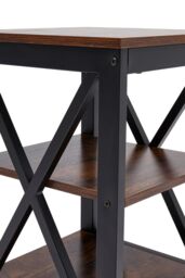 Living and Home Two Layer Vintage Wooden Square Side Table in Brown - thumbnail 5
