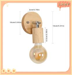 Goeco Pack of 2, Vintage Wall Lights, 350° Rotatable Wall Lamp, Wood, E27 in Natural - thumbnail 3