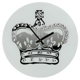 Orsina Glass Crown with Diamantes Wall Clock in White - thumbnail 1