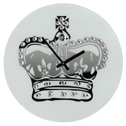 Orsina Glass Crown with Diamantes Wall Clock in White - thumbnail 2