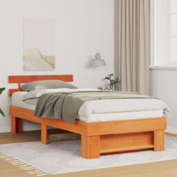 Berkfield Home with Headboard Brown 75 x 190 cm Pine wood - thumbnail 1