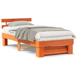 Berkfield Home with Headboard Brown 75 x 190 cm Pine wood - thumbnail 4
