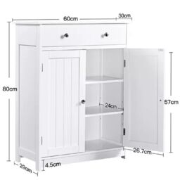 EONLION White Bathroom Floor Cabinet, 2-Door 1-Drawer Freestanding Storage - thumbnail 2