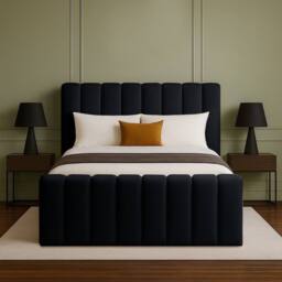 Desire Deco Selena Upholstered Plush Velvet Ottoman Storage Bed Frame in Black - Size: Super King - thumbnail 2