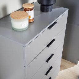 Home Source Phoenix Chest of Drawers Storage 5 Drawer Bedroom Organiser Bedside in Grey - thumbnail 4
