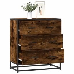 Berkfield Home Sideboard Smoked Oak 68x35x76 cm Engineered Wood & Metal in Brown - Size: 68 x 35 x 76 cm - thumbnail 1