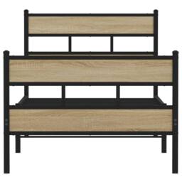 Berkfield Home Metal Bed Frame without Mattress Sonoma Oak 90x190 cm Single in Brown - thumbnail 4