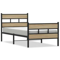 Berkfield Home Metal Bed Frame without Mattress Sonoma Oak 90x190 cm Single in Brown - thumbnail 2
