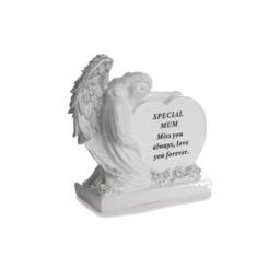 David Fischhoff Graveside Memorial Angel Heart Ornament Plaque -Mum in Cream - thumbnail 1