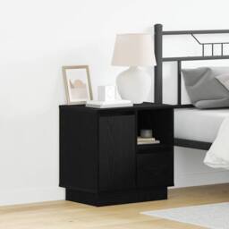 Berkfield Home Bedside Cabinets with LED 2 pcs Black Oak 50x34, 5x50 cm - thumbnail 2