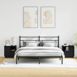 Berkfield Home Bedside Cabinets with LED 2 pcs Black Oak 50x34, 5x50 cm - thumbnail 4