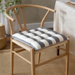 Yard Hayle Striped 100% Cotton Seat Pads - 2 Pack in Navy - Size: 40 cm x 40 cm - thumbnail 1