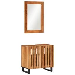 Berkfield Home 2 Piece Bathroom Furniture Set Solid Wood Acacia in Brown - thumbnail 1