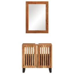 Berkfield Home 2 Piece Bathroom Furniture Set Solid Wood Acacia in Brown - thumbnail 3