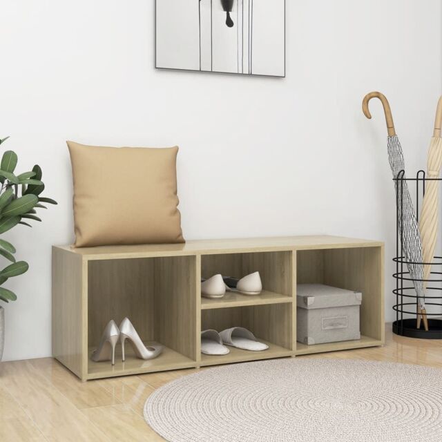 Berkfield Home Shoe Storage Bench Sonoma Oak 105x35x35 cm Engineered Wood in Brown - Size: 105 x 35 x 35 cm - image 1
