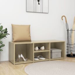 Berkfield Home Shoe Storage Bench Sonoma Oak 105x35x35 cm Engineered Wood in Brown - Size: 105 x 35 x 35 cm