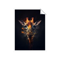 "Warren Reed - Designer Golden Giraffe Face Splashart Unframed Art Print - Size: W24"" x H36""" - thumbnail 1