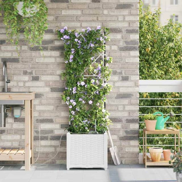 Berkfield Home Garden Planters with Water Irrigation System White - image 1