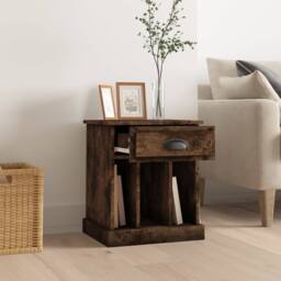 Berkfield Home Elegant Bedside Cabinet Smoked Oak 43x36x50 cm in Brown - Size: 43 x 36 x 50 cm - thumbnail 1