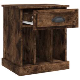 Berkfield Home Elegant Bedside Cabinet Smoked Oak 43x36x50 cm in Brown - Size: 43 x 36 x 50 cm - thumbnail 6