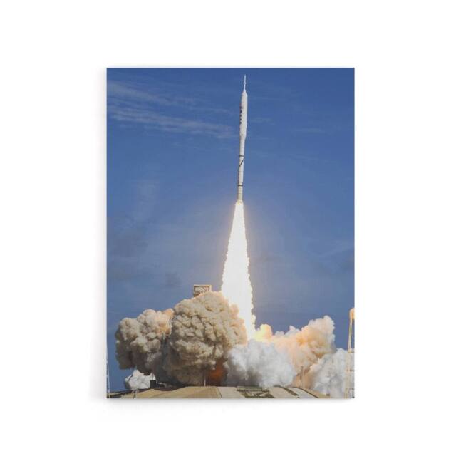 "Artery8 Space NASA Ares I X Rocket Launch Canvas Wall Art Print in Blue - Size: W18"" x H24""" - image 1