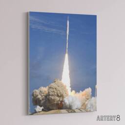 "Artery8 Space NASA Ares I X Rocket Launch Canvas Wall Art Print in Blue - Size: W18"" x H24""" - thumbnail 2