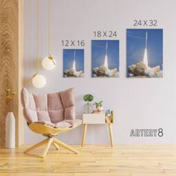 "Artery8 Space NASA Ares I X Rocket Launch Canvas Wall Art Print in Blue - Size: W18"" x H24""" - thumbnail 4