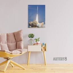 "Artery8 Space NASA Ares I X Rocket Launch Canvas Wall Art Print in Blue - Size: W18"" x H24""" - thumbnail 3