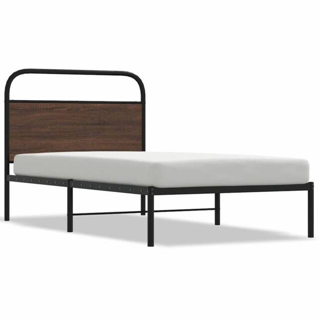 Berkfield Home Bed Frame Without Mattress 100x200 cm Brown Oak Engineered Wood - image 1