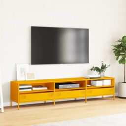 Berkfield Home TV Cabinet Mustard Yellow 202x39x43.5 cm Cold-rolled Steel - thumbnail 3