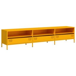 Berkfield Home TV Cabinet Mustard Yellow 202x39x43.5 cm Cold-rolled Steel - thumbnail 2
