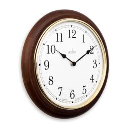 Acctim Winchester Wall Clock Quartz Crafted Wood Domed Glass Lens Oak 31.5cm in Brown - thumbnail 2