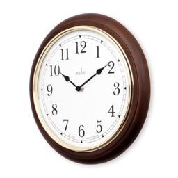 Acctim Winchester Wall Clock Quartz Crafted Wood Domed Glass Lens Oak 31.5cm in Brown - thumbnail 3