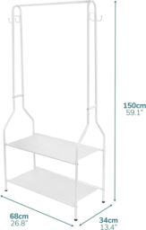 House of Home Clothes Rack With 2 Shoe Shelves Rail For Coats Jackets 4 Hanging Storage Hooks Black - thumbnail 2
