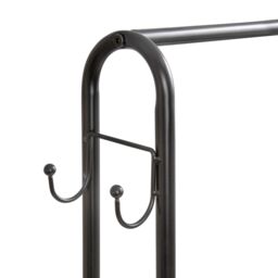 House of Home Clothes Rack With 2 Shoe Shelves Rail For Coats Jackets 4 Hanging Storage Hooks Black - thumbnail 6