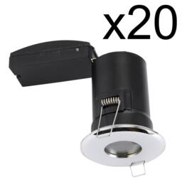 First Choice Lighting Set of 20 - Chrome IP65 Bathroom Recessed Fire Rated Downlights in Silver - thumbnail 2