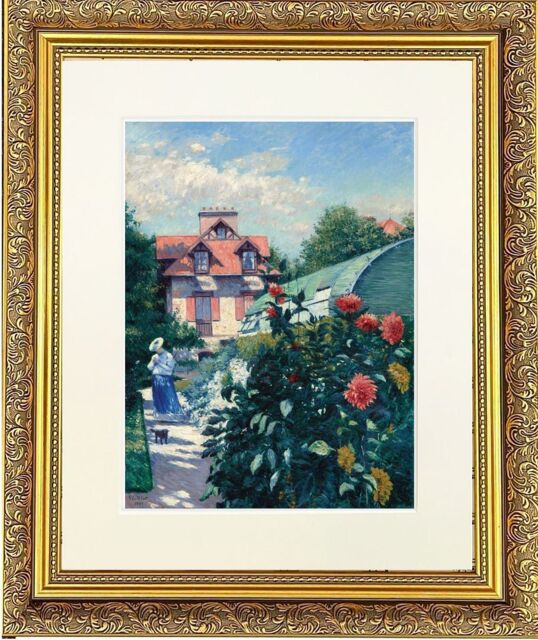"Frames & Mirrors 4U Dahlias Mounted & Framed Print in Gold Dahlia Frame 11 x 9 Inch - Size: W11"" x H9""" - image 1