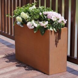Woven Wood 80cm Long 60cm High Corten Steel Tall Trough Planter in Light Brown - thumbnail 7