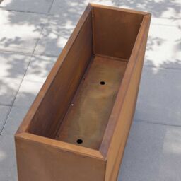 Woven Wood 80cm Long 60cm High Corten Steel Tall Trough Planter in Light Brown - thumbnail 9