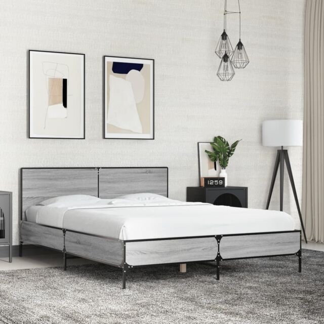 Berkfield Home Bed Frame without Mattress Grey Sonoma 120x200 cm - Size: Small Double - image 1